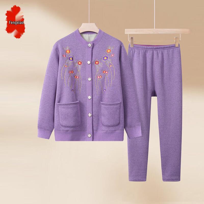 Fengxiao Winter Floral Thick Long-Sleeve Loungewear Set