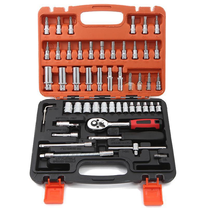 Набор торцевых головок с трещоткой 1/4", 53 предмета для авторемонта