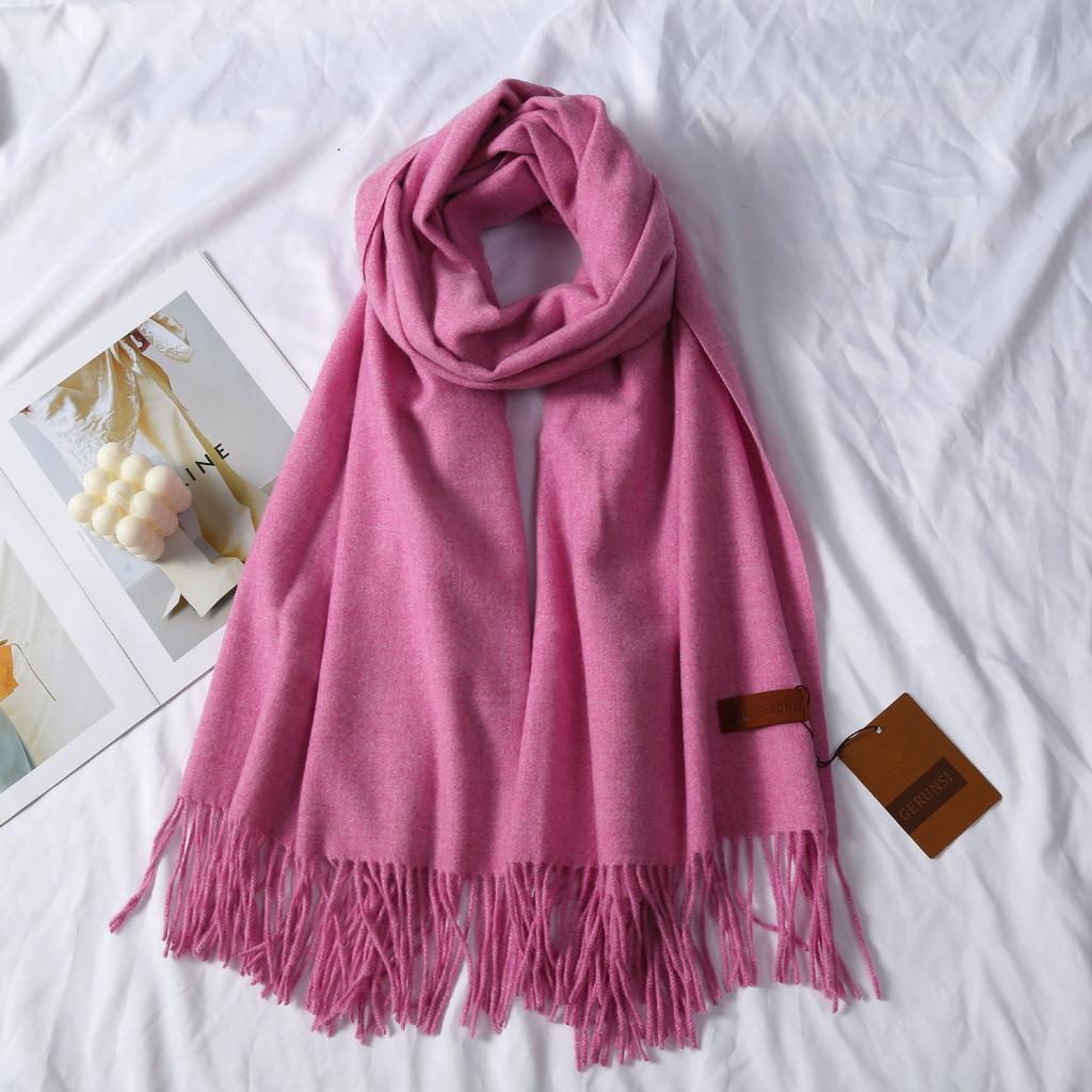 Cashmere Hand Feel Autumn And Winter Solid Color Scarf Women'S Thick Tassel Simple And Versatile Soft And Warm Imitation Cashmere Shawl