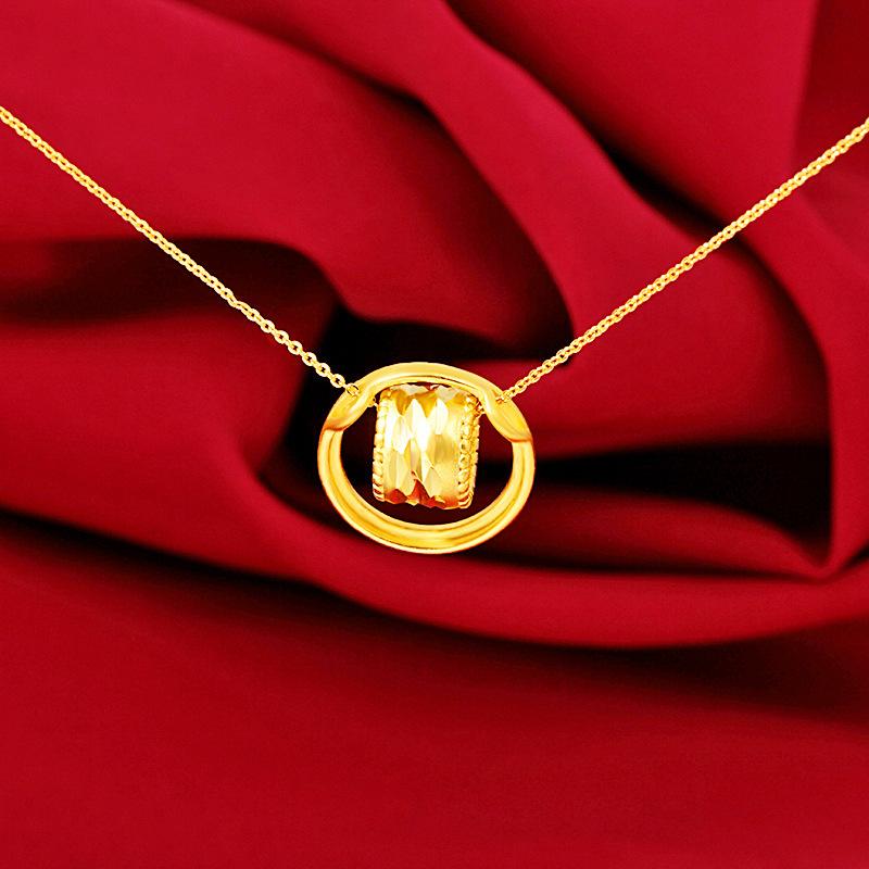 Pure Gold  Warm Smart Cylinder Pendant Necklace for Women Gold | Fine Texture, Soft Luster