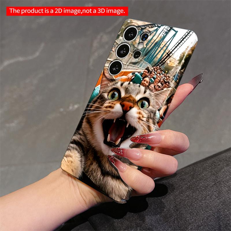 2DFlat Samsung phone case Cat on Roller Coaster Adventure Applicable to Galaxy S22 S23 S24 S25ULTRA S26 A12 A13 A14 A15 A16