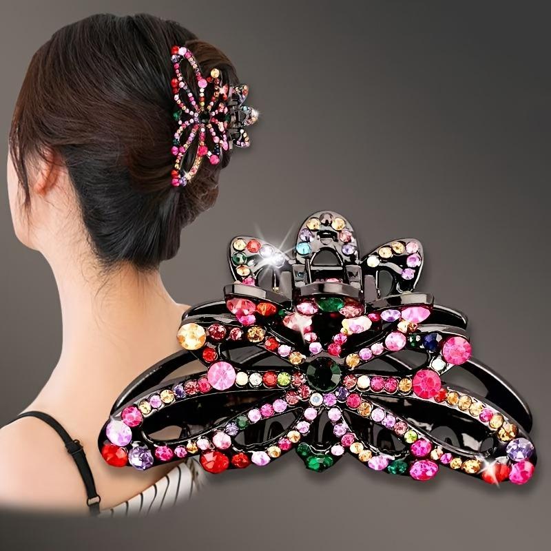 high quality7pcs Women'S Elegant Rhinestone Hair Picks Set - Multi-Color Sparkling Hair Clips with Intricate Floral, Star & Butterfly Designs, Secure