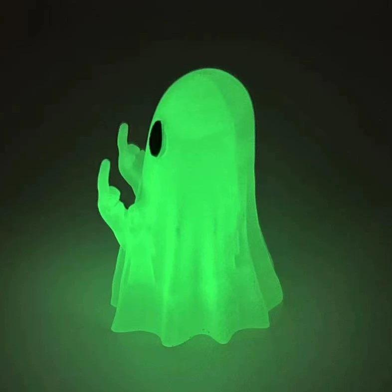 Car Decorate Luminous Middle Finger Creative Cute Ghost Statue Small Scary Ghost Plastic Figurines Craft Home Wiccan Decoration