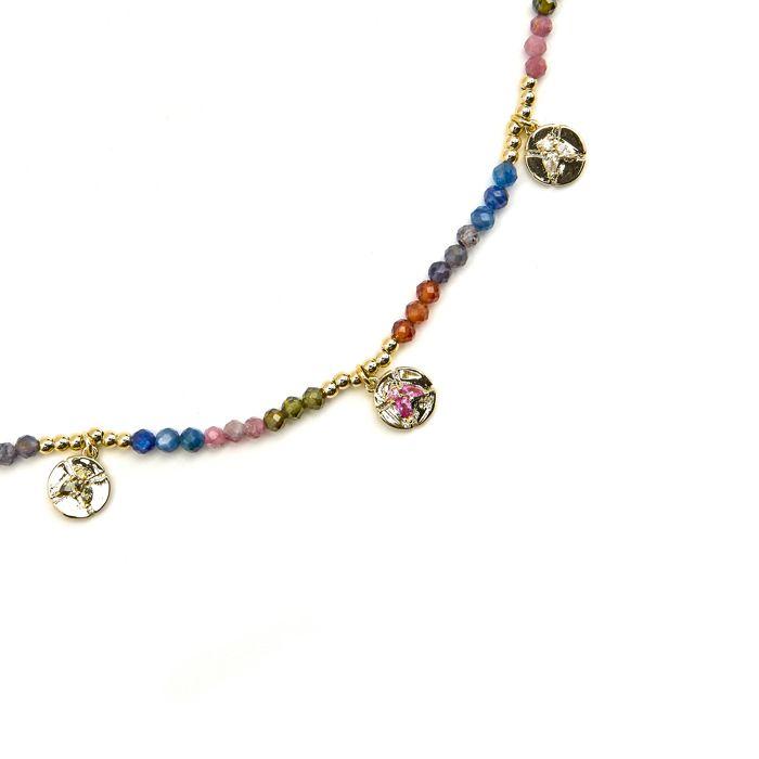 Collier Luxenter en argent 925 et finition on or 18 carats avec cristaux multicolores - Ufore