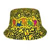 Fashion Graffiti Yellow June Bucket Hats Women Unisex Colorful Pop Art Haring Geometric Outdoor Sun Summer Fisherman Cap