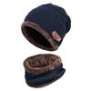 Men Warm  Winter Thicken Hat And Scarf Two-Piece Knit Windproof Cap
