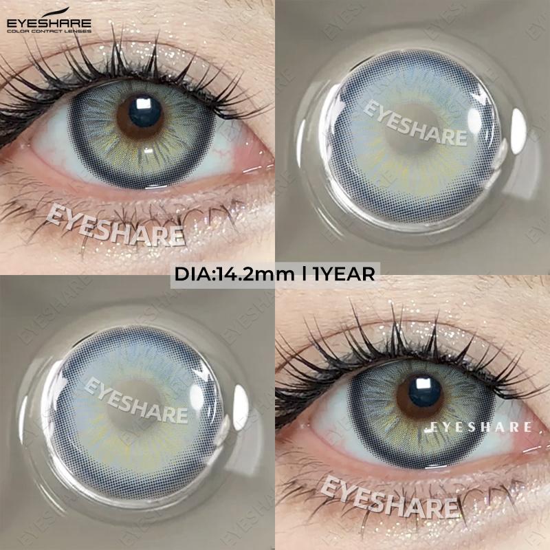 Eyeshare Новые цветные контактные линзы, сине-зеленые модные линзы для очков, черные натуральные косметические линзы, розовые кофейные нежные линзы, коричневые линзы, 1 пара