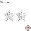 Bamoer, простые серьги-гвоздики со звездами из стерлингового серебра 925 пробы, серьги с кратерной текстурой для женщин, оригинальный дизайн, изящные ювелирные изделия, подарок