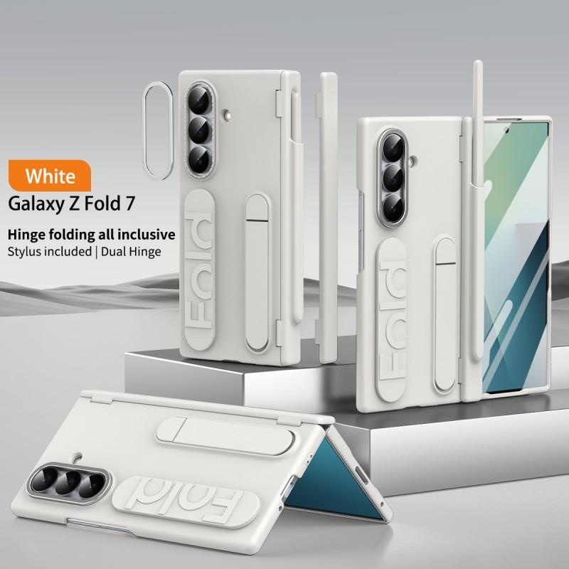 Galaxy Z Fold8 Case With Wrist Strap Stand Dual Hinge Pen Slot PC Cover Fold7 Fold6