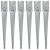 VidaXL Ground Stakes 6 Pcs Silver 10x10x76 Cm Galvanized Steel
