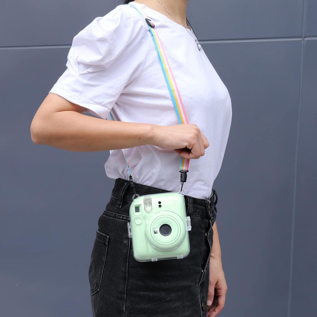 Exclusive Transparent Compatible Product FUJIFILM Instax Mini 12 Instant Camera INS MINI 12 PVC Cover with Shoulder Strap Transparent [Aenllosi Case]