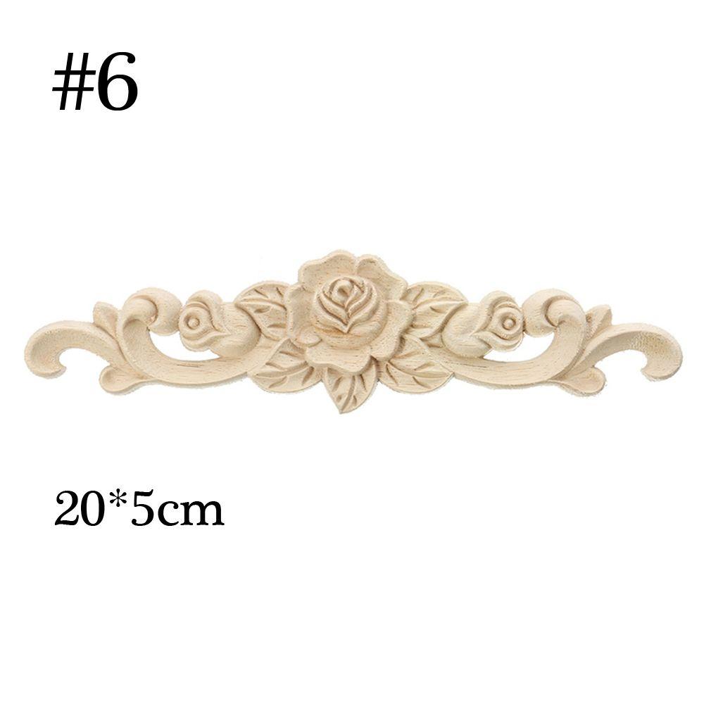 Decorative Corner Floral Wood Carved Decal Wooden Figurines Wall Doors Decoration Appliques Frame