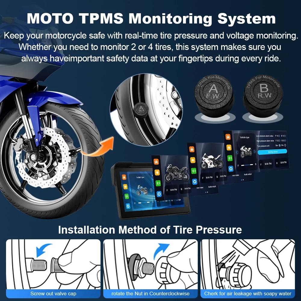 7" Беспроводной CarPlay Android Auto GPS TPMS для мотоцикла