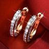 New Fashion Luxury Round Diamond Earrings Women Gold Rosegold Glitter