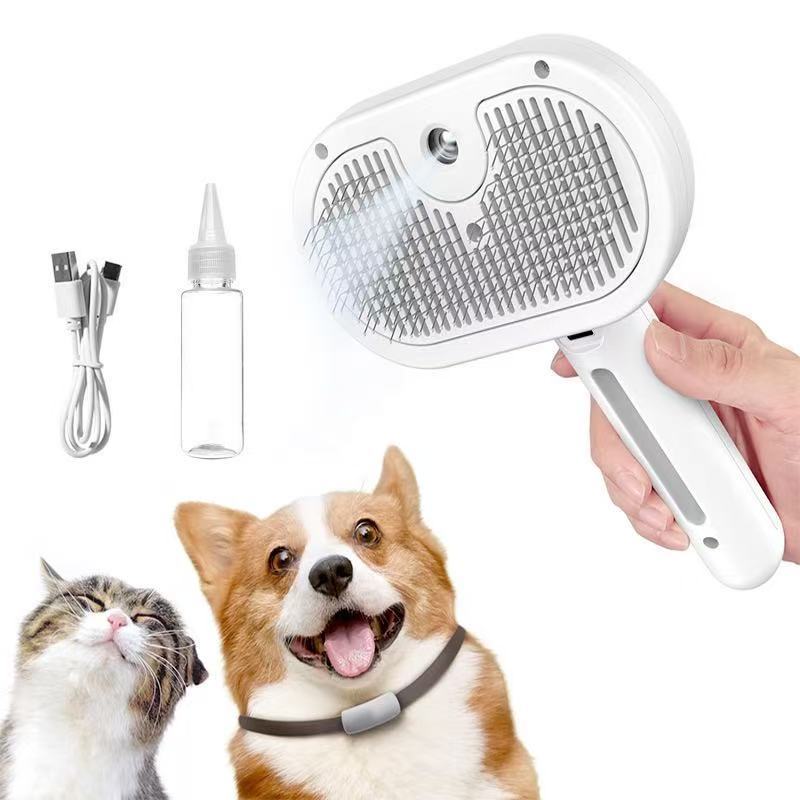 Steam Cat Brush Self-Cleaning Grooming Tool with Steam Spray Remove Floating Hair for Cats Dogs Pet Grooming Supplies Hair Care