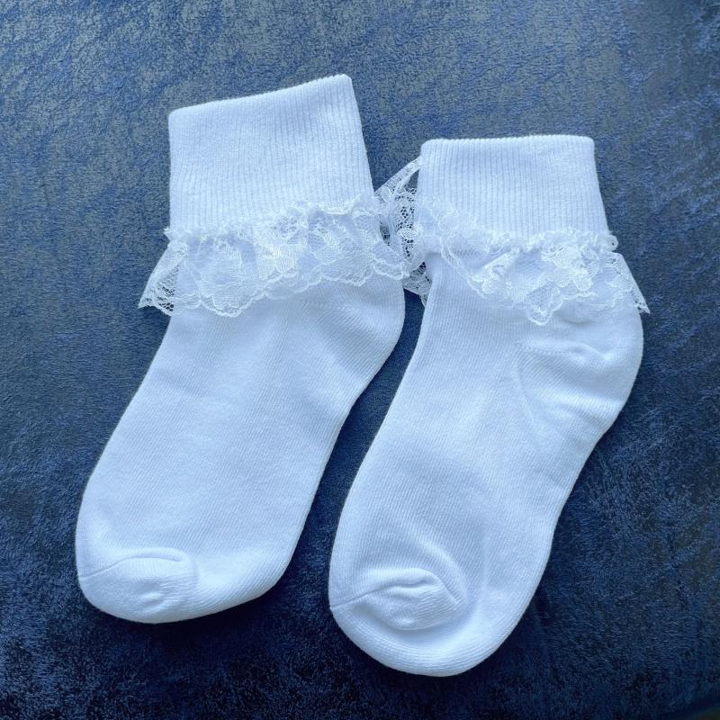 5 пар коротких носков принцессы для детей с оборками, хлопковые кружевные сетчатые носки для детей от 2 до 15 лет