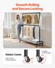 Clothes Rack, Rolling Clothing Garment Rack with Adjustable Crossbar and Side Hooks, 68 kg Load Capacity, Heavy Duty Carbon Steel Clothing Racks with