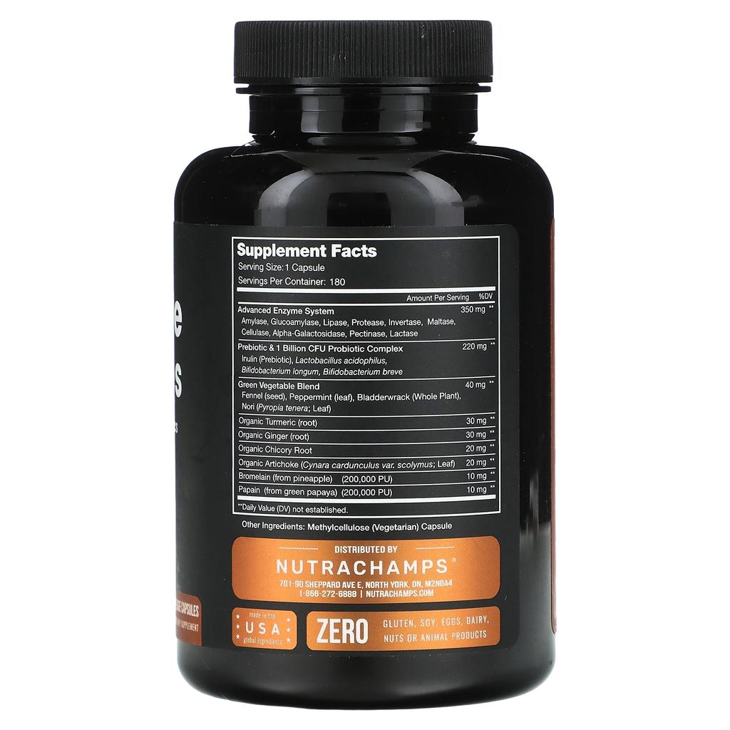 With Digestive Enzymes, Prebiotics and Probiotics, 180 Veggie Capsules