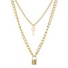 Multi Layer Necklace Vintage Key Lock Pendant Sweater Chain Charm Jewelry Gift for Women Girls