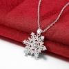 Christmas Snowflake Pendant Necklace, Delicate Zircon Diamond Jewelry, Sweet Holiday Ornaments