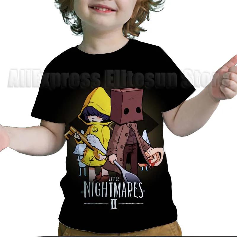 Летние детские футболки Little Nightmares 2 Детские мультяшные аниме 3D футболки для мальчиков, девочек, подростков, малышей Футболки Топы