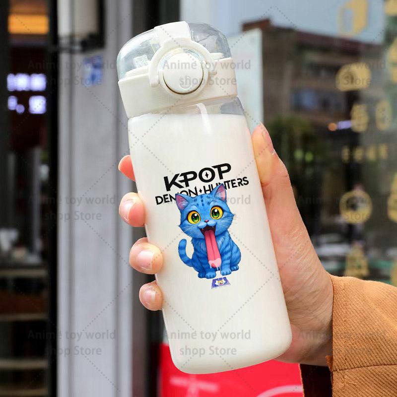 KPop Охотники на демонов Спортивная прозрачная бутылка для воды Портативная для спортзала Путешествий Прозрачная Герметичная Питьевая Матовая 400 мл Игра Развлекательная Безопасная Подходит для детей Веселая