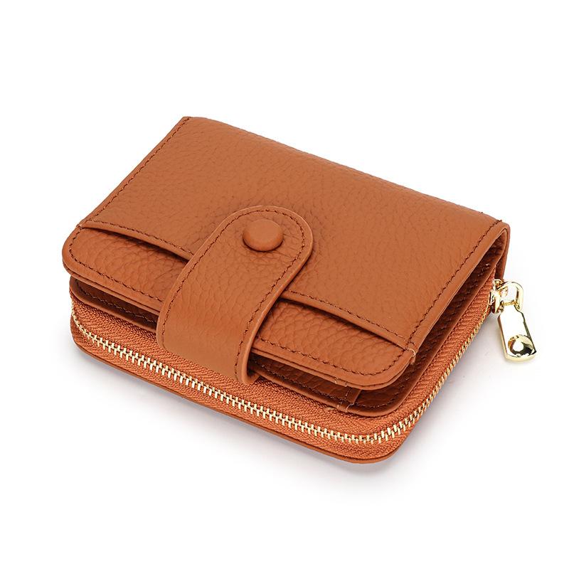 2024 New Short Wallets For Women Genuine Leather Card Holders First Layer Of Cowhide Coin Purse 2in1 Zipper Hasp Bifold Wallet