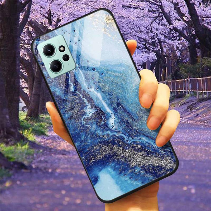 Чехол для Xiaomi Redmi Note 12 4G 2023 Закаленное стекло Звездный Мрамор Жесткая Задняя Крышка Защитный Чехол для Redmi NOTE 12 Note12 4G Global