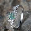 Simple Green Moss Stone and Aquatic Agate Ring Niche Creative Fresh and Sweet Jewelry