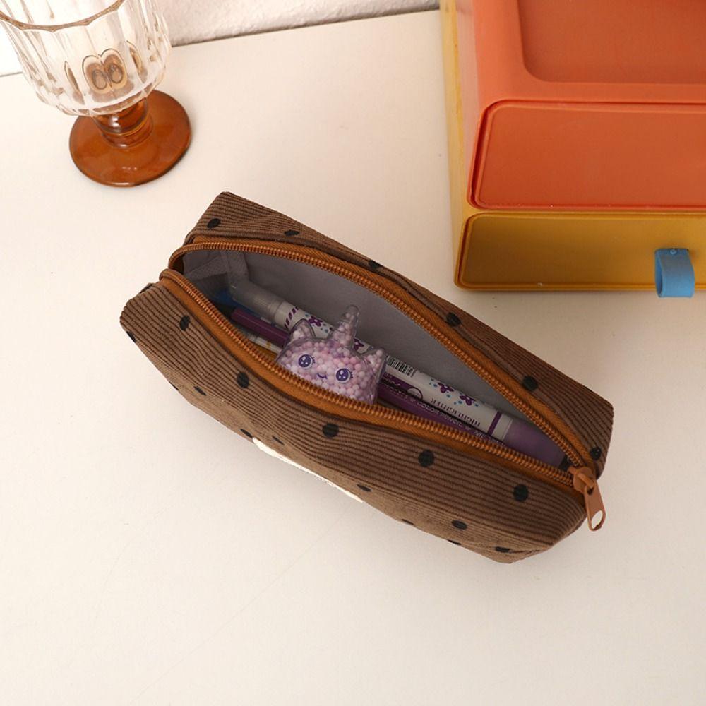 Polka Dot Design Pen Bag Large Capacity Pen Pouch Portable Stationery Bag School Office