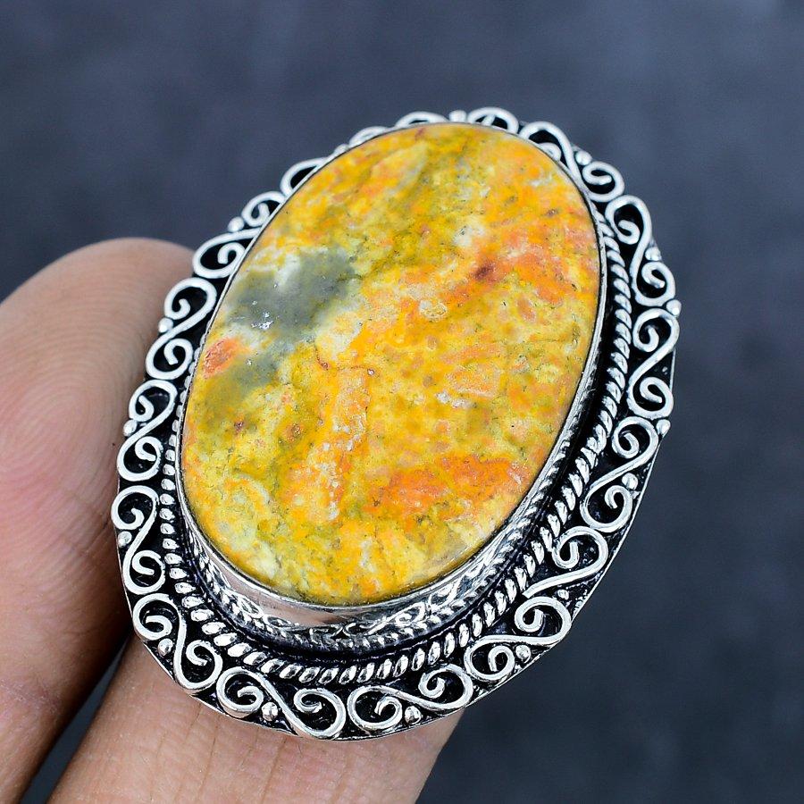 Натуральный драгоценный камень яшма шмеля 925 пробы ювелирное кольцо из стерлингового серебра размер 9 g0G42
