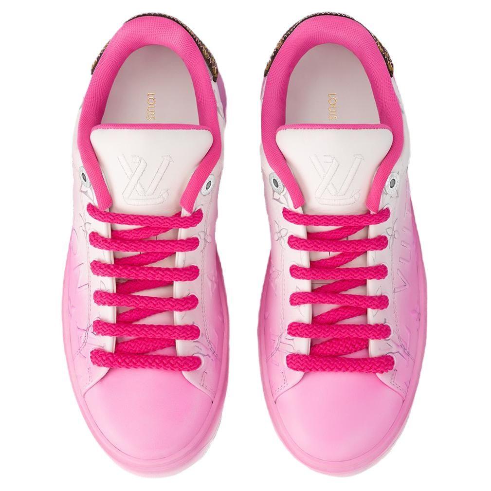 LOUIS VUITTON Time Out Cow Leather Low top Skateboard Shoes Women's Pink 1AD5KQ
