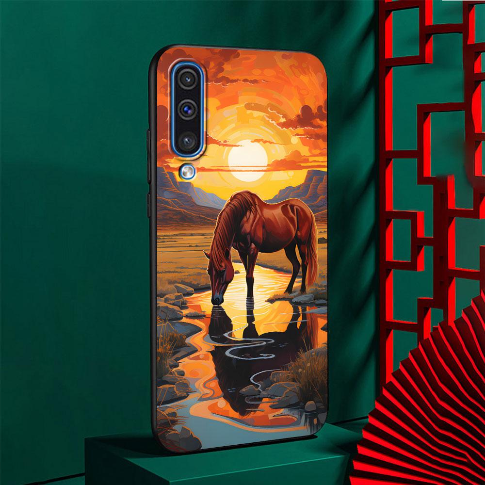 Чехол с лошадью для Samsung Galaxy A10s A50 A50s A02s A03s A20 A30 A20e A70 A70s A20s A30s A10 A40 A04 A04s A03 TPU Черный Чехол для Телефона