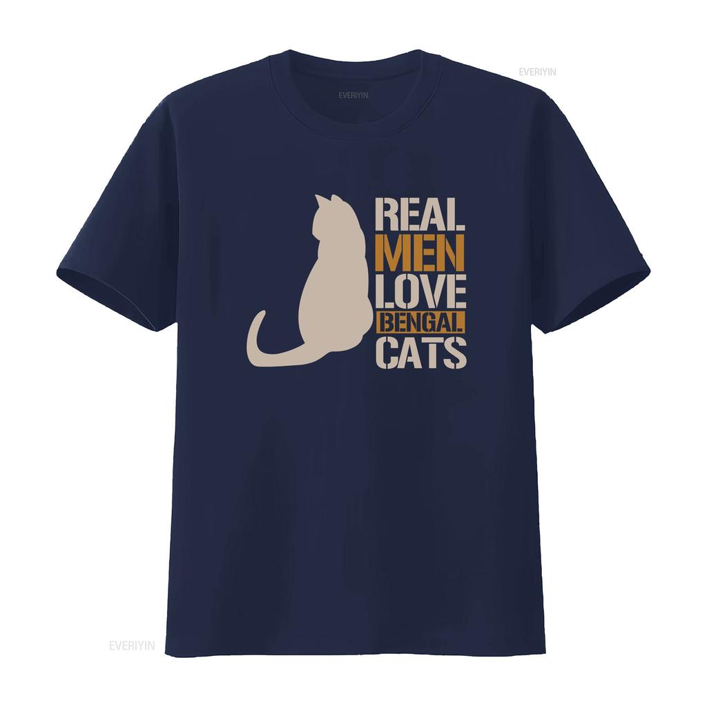 Cat Dad T Shirt Owner Bengal Real Men Love Cats vintage Washed designer clothes Stylish homme Casual Breathable Unisex
