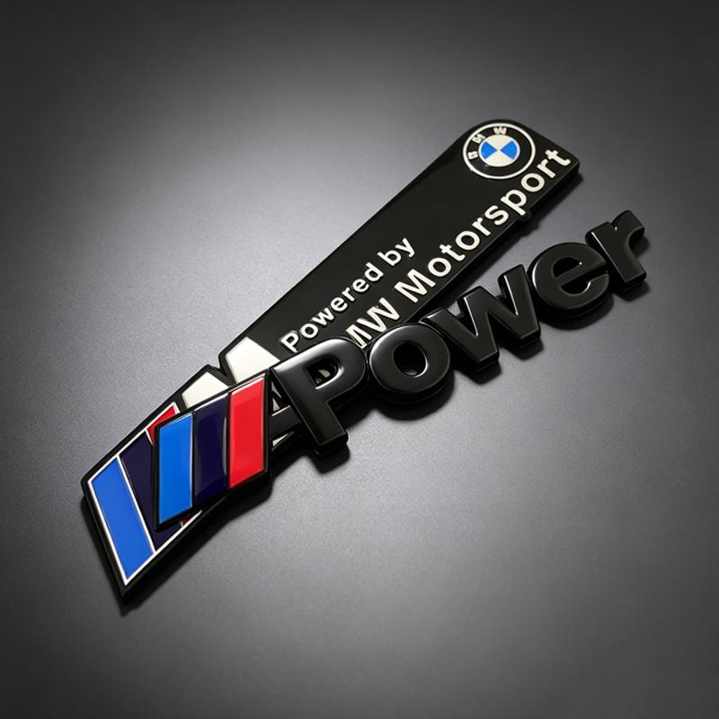 JYPK6 3D Aluminum M Power Logo Badge Sticker For BMW M3 M5 G30 F30 F31 E36 E87 E60 E46 E91 X1 X3 X5 E53 Car Decoration Parts