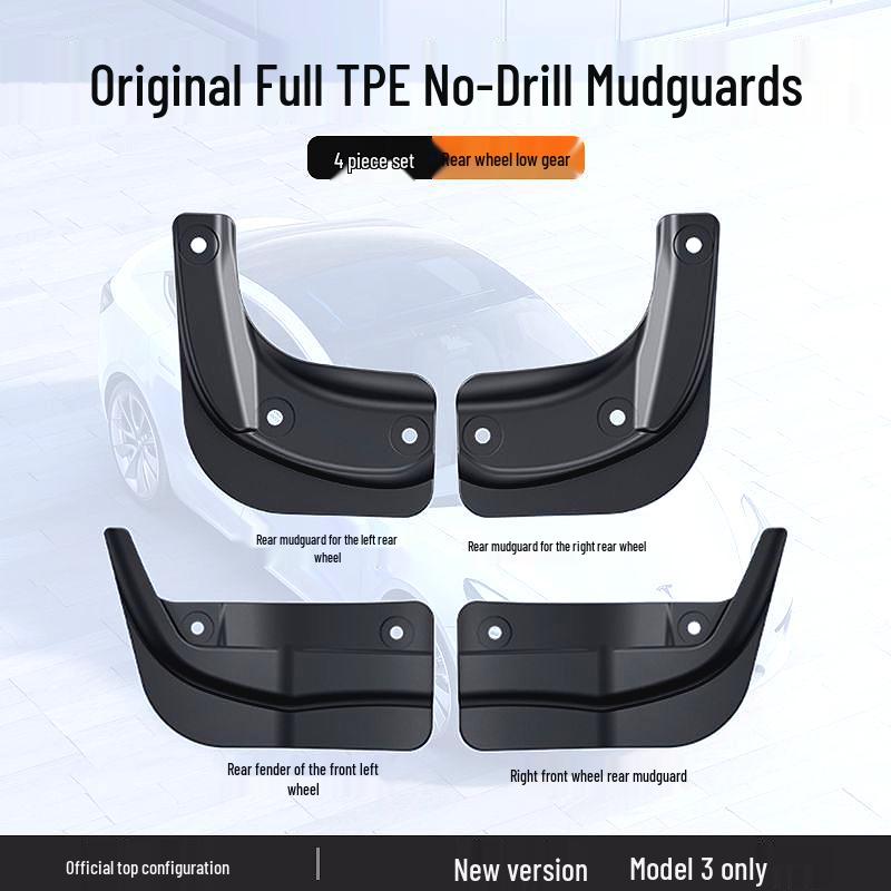 Model Y3 Mud Flaps: No-Punch Skins, Exterior Accessories for Model Y