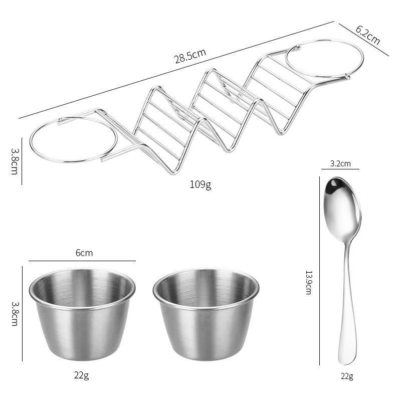 Набор держателей для тако из нержавеющей стали, подставка-держатель для тако с 2 соусницами, подставка для тако, вмещает 3 тортильи, кухонный гаджет