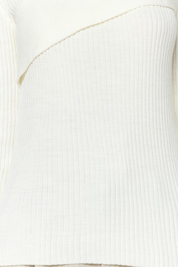 Женский элегантный свитер цвета экрю с квадратным воротником, трикотажный свитер