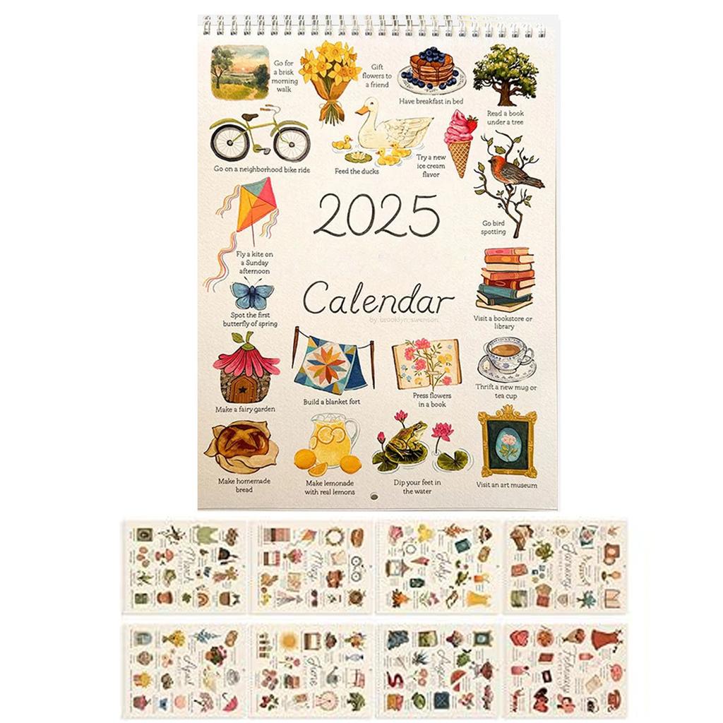 Календарь-планировщик дел на 2025 год, настенный календарь на 2025 год, подвесной настенный календарь с двойной спиралью, ежемесячный календарь без подкладки, ежедневный блок