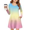 Girls' Long Sleeve Dress - Color Pocket Dress