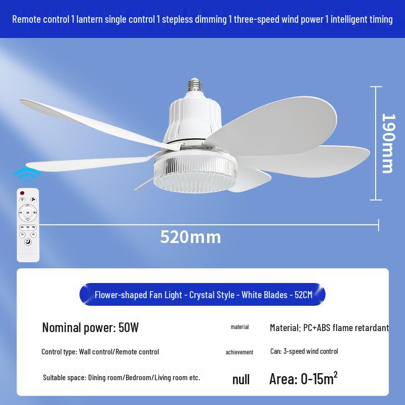 E27 LED Six-Leaf Remote Control Ceiling Fan with Silent Operation for Bedroom or Restaurant