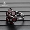 100% натуральный драгоценный камень, черный гранат, кольца в цветочном стиле, серебро 925 пробы, изысканные украшения для женщин, хороший подарок на юбилей и день рождения