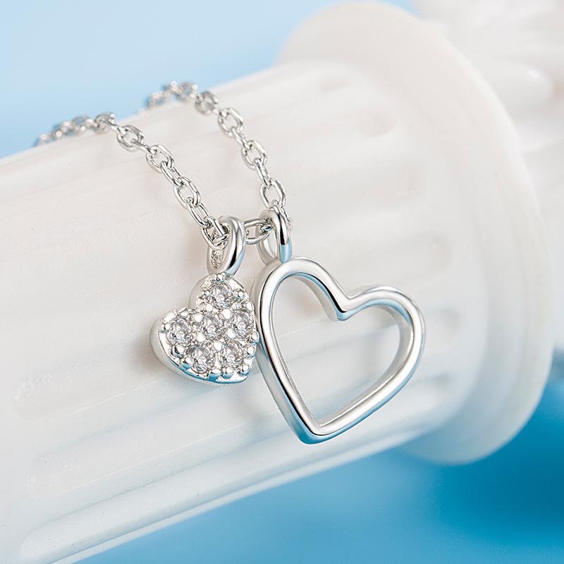 Ожерелье с бриллиантом «Сердце к сердцу» для женщин - Стильная роскошная цепочка для ключицы, Идеальный подарок для лучшей подруги