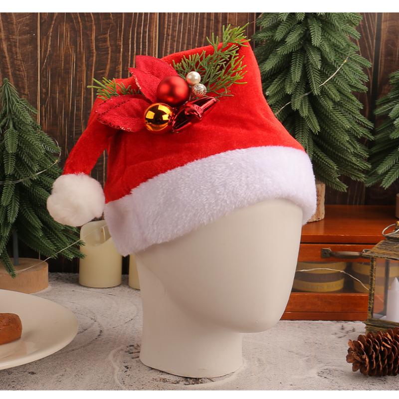 Красная шапка Санты Рождественские украшения Шапка для вечеринки Санта-Клауса Теплая и удобная взрослая рождественская шапка оптом