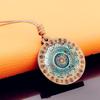 Retro Crystal Pendant Necklace With Mandala Design Brown Wax Rope Elegant Fashion Accessory For All Genders
