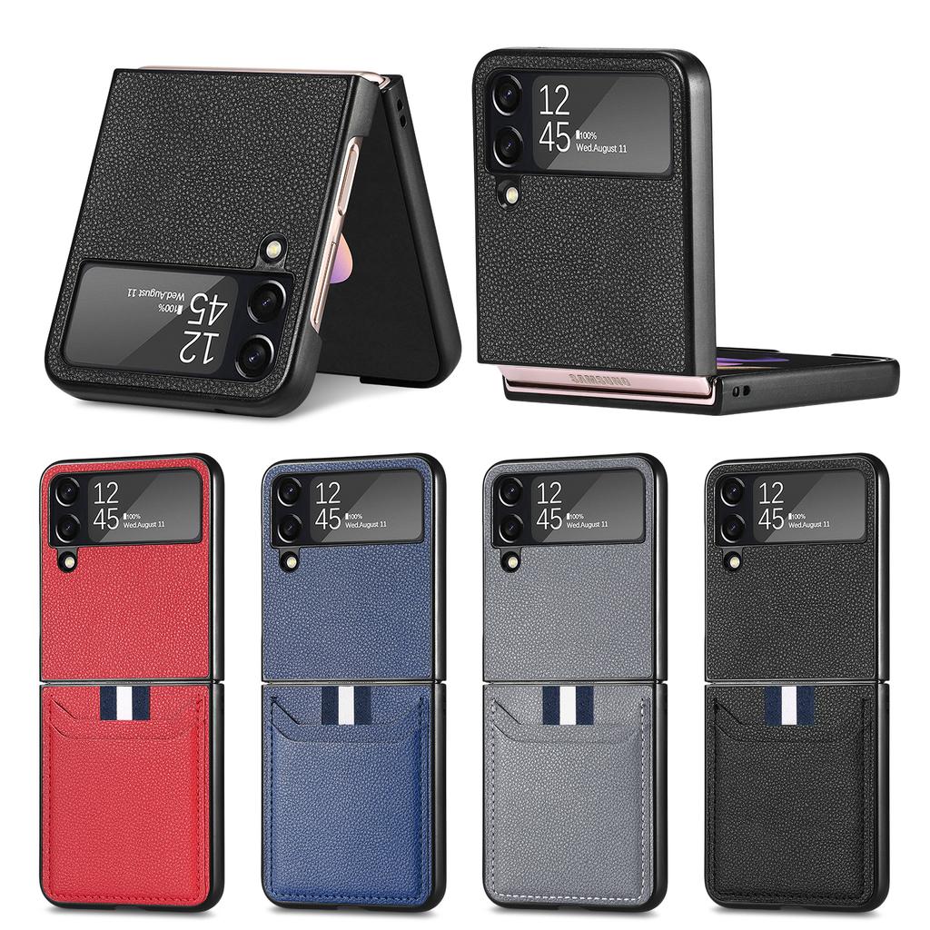 Lightweight Leather Phone Accessories Case For Samsung Galaxy Z Flip4 Flip 4 Flip3 5g Flip 3 Zflip4 Anti -Scratch Card Slot Bag