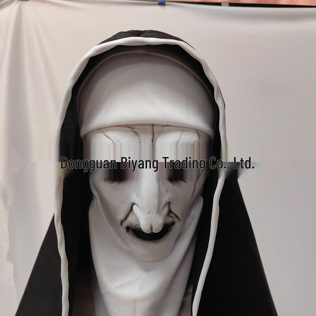 Маска и головной убор страшной монахини на Хэллоуин из латекса