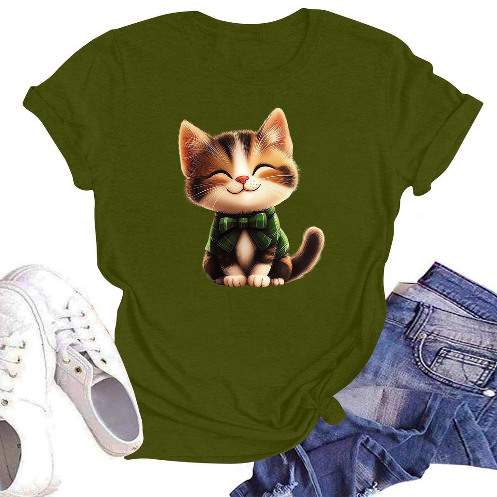 Женская модная футболка с круглым вырезом и коротким рукавом, пуловер