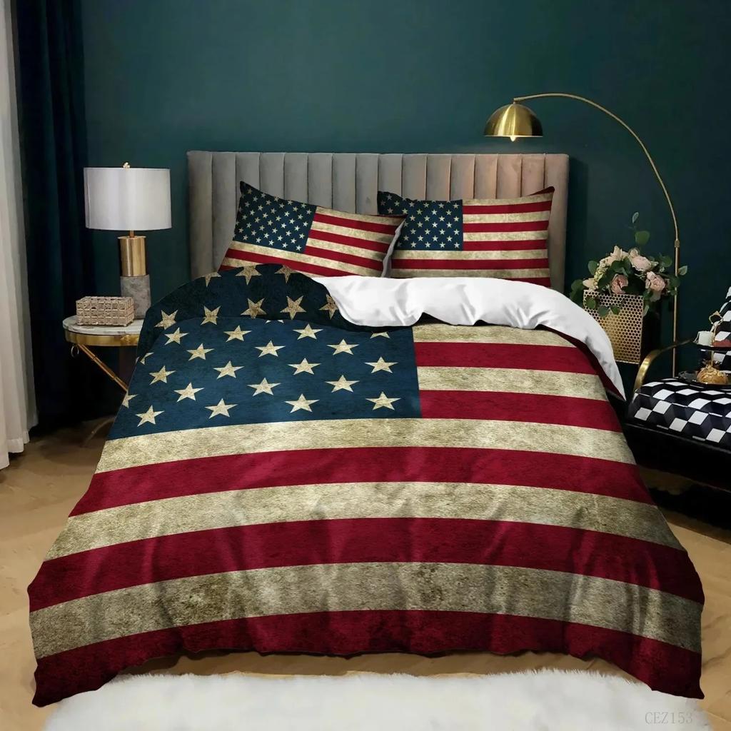 Пододеяльник с флагом США King Size Креативный патриотический комплект постельного белья США для взрослых и подростков Микрофибра Пододеяльник