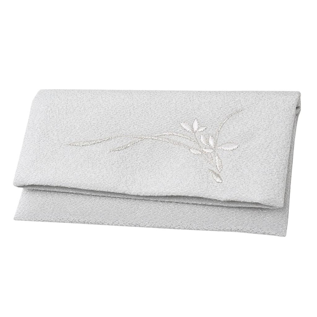 Женский двойной мешочек для молитвенных бусин, вышитый шелк чиримен, для киотских буддийских молитвенных бусин, с внешней коробкой, сделано в ЯпонииСеребристый (Тсуюкуса)